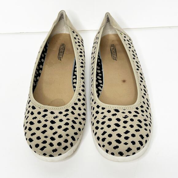 SEYCHELLES Knit Ballet Flats Slip On Spot Tumble Leopard Print Beige Black Sz 11 - Picture 3 of 10